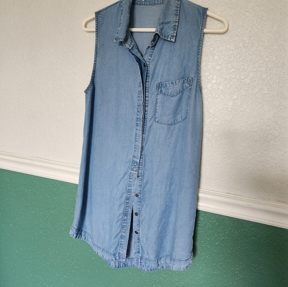 Women's denim Like Button Tank dress size small - Picture 3 of 10